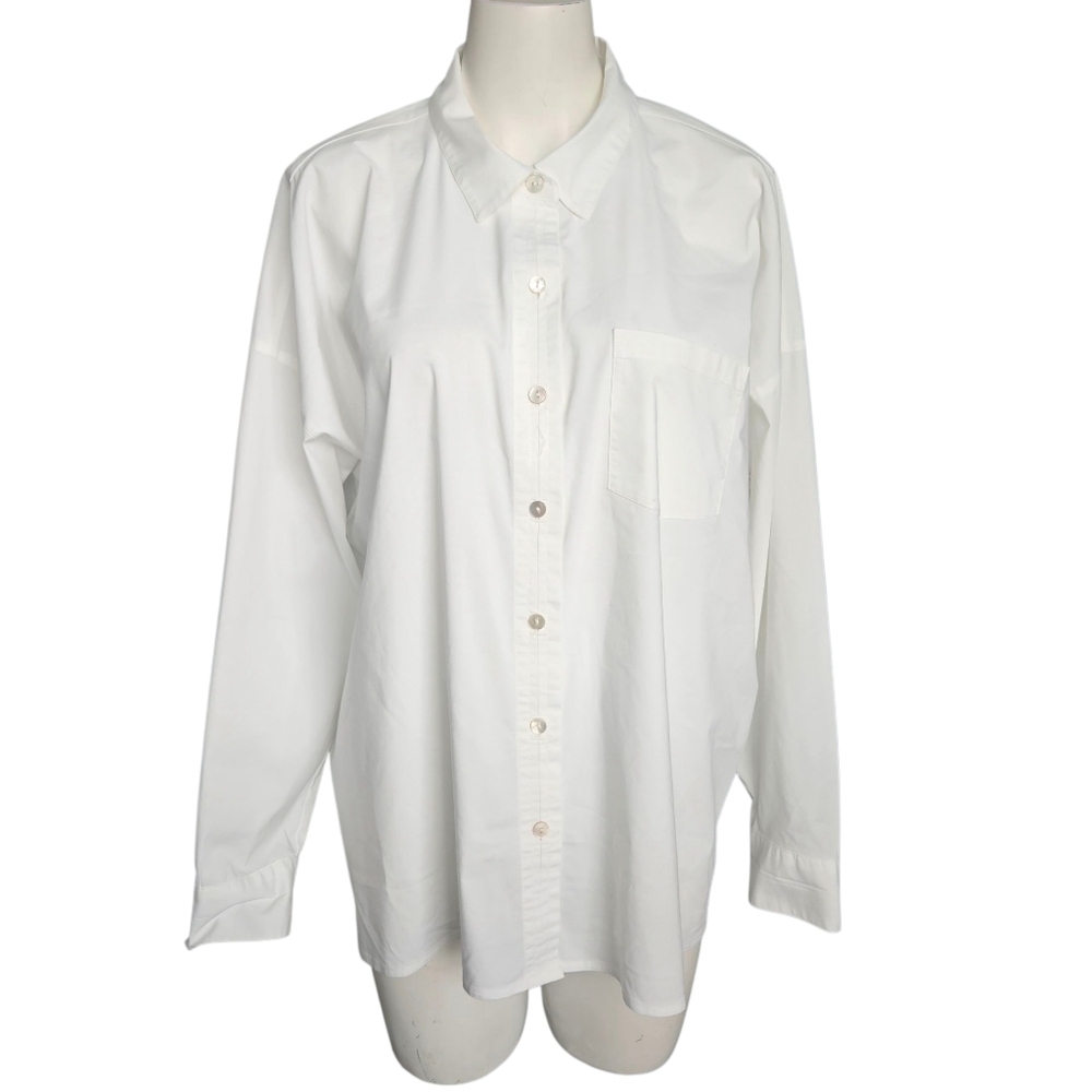 J. Jill Women XLP White Shirt Collection Button Down White Classic Career Staple
